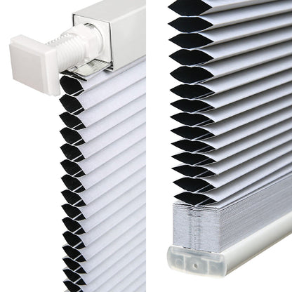 LazBlinds Cordless Cellular Shades, No Tools No Drill Blackout Honeycomb Shades Pleated Blinds for Windows, 34" W x 64" H, Silver White