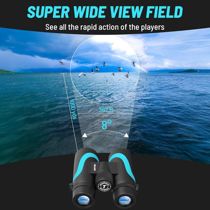 Tinllaans 15x55 HD Binoculars for Adults, High Powered, Large View, BAK4 Prism, Waterproof, Lightweight for Bird Watching, Hiking, Travel, Cruise Trip with Phone Adapter (Blue)