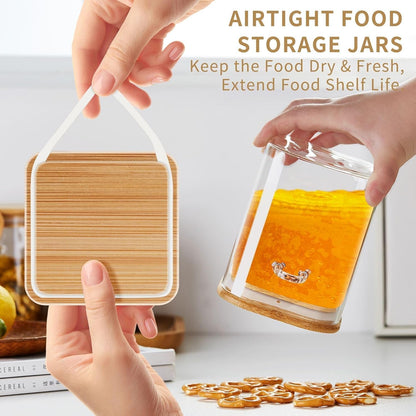 Unbreakable Glass Jars with Airtight Lids and Spoons, 2Pcs Overnight Oats Containers with Lids and Spoons, Glass Food Storage Containers for Coffee Beans, Flour, Sugar, Cookie, Pasta