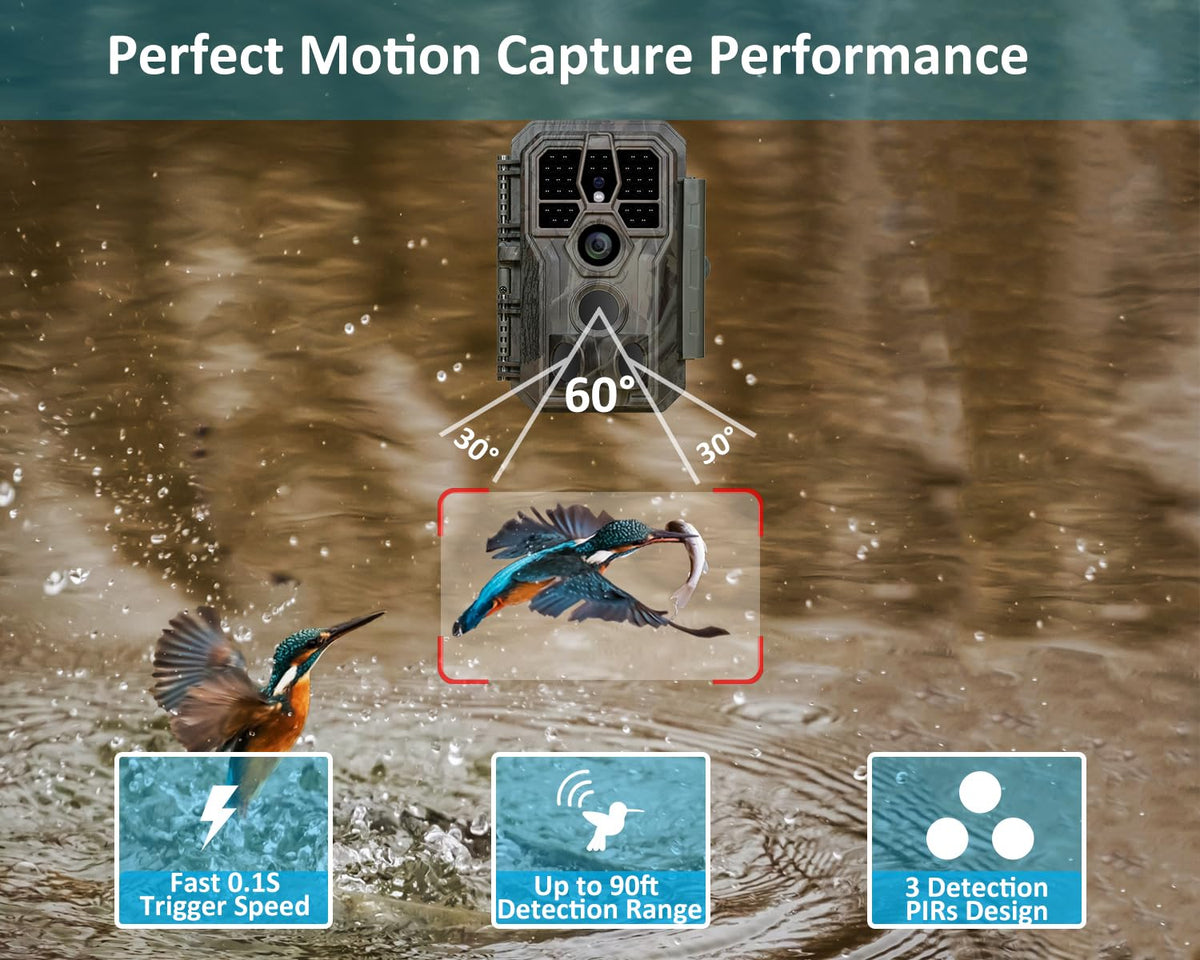 GardePro E5S Trail Camera 2 Pack, 64MP 1296p, Game Cameras with 100ft No Glow Night Vision Motion Activated Waterproof for Deer Wildlife Cam, Hunting