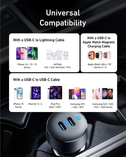 Anker USB C Car Charger, 40W 2-Port PowerIQ 3.0 Type C Adapter, iPhone 16 Car Charger, PowerDrive III Duo with Power Delivery for iPhone 16/15/14/13