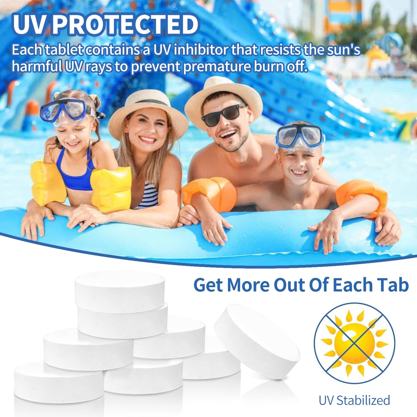 Chlorine Tablets 3 inch 25 Pounds, TABIT Swimming Pool Long Lasting Chlorinating Tablets, Slow Dissolving, Tri-Chlor for Swim Pool, Hot Tubs, Spa