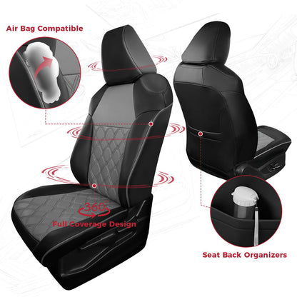 FREESOO for Toyota Corolla Seat Covers Hybird LE 2023 2024 2025, Custom Fit Car Seat Covers, Waterproof Car Seat Cover Protector Cushions, Luxury Leather Seat Covers for Cars, Black Gray Full Set