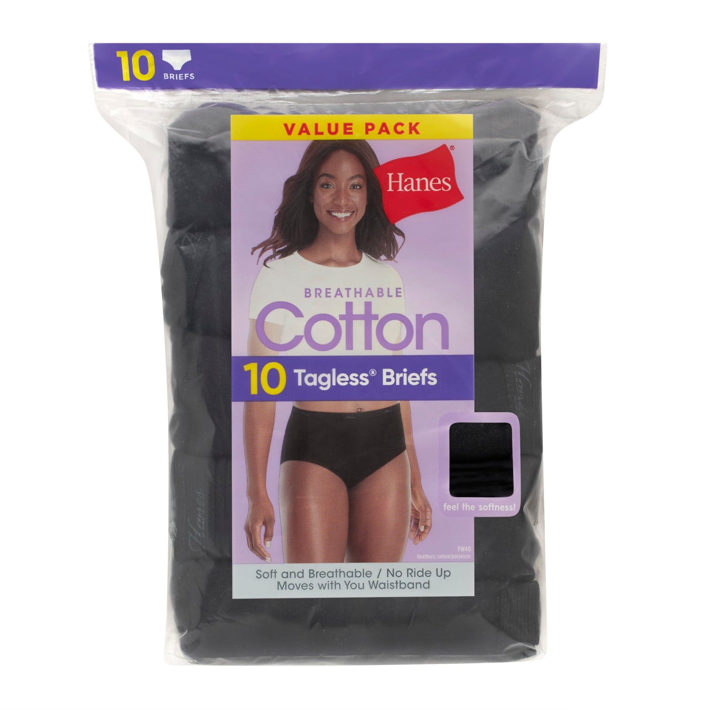 Hanes womens Cotton Brief Underwear, 10 Pack - Brief Black, 7 US