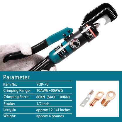 AMZCNC Point Press Hydraulic Crimping Tool, Dies-Less Cable Crimper for 8 AWG – 3/0 AWG, One-Hand Operation, Faster Than Die-Type Crimpers