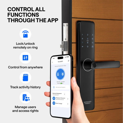 Smart Mortise Lock with WiFi Camera, Installation Kit - Digital Keyless Entry Door Lock Deadbolt with Handle Set - Card, Keypad, Fingerprint, Passcode - Electronic Smart Door Locks for Front Door