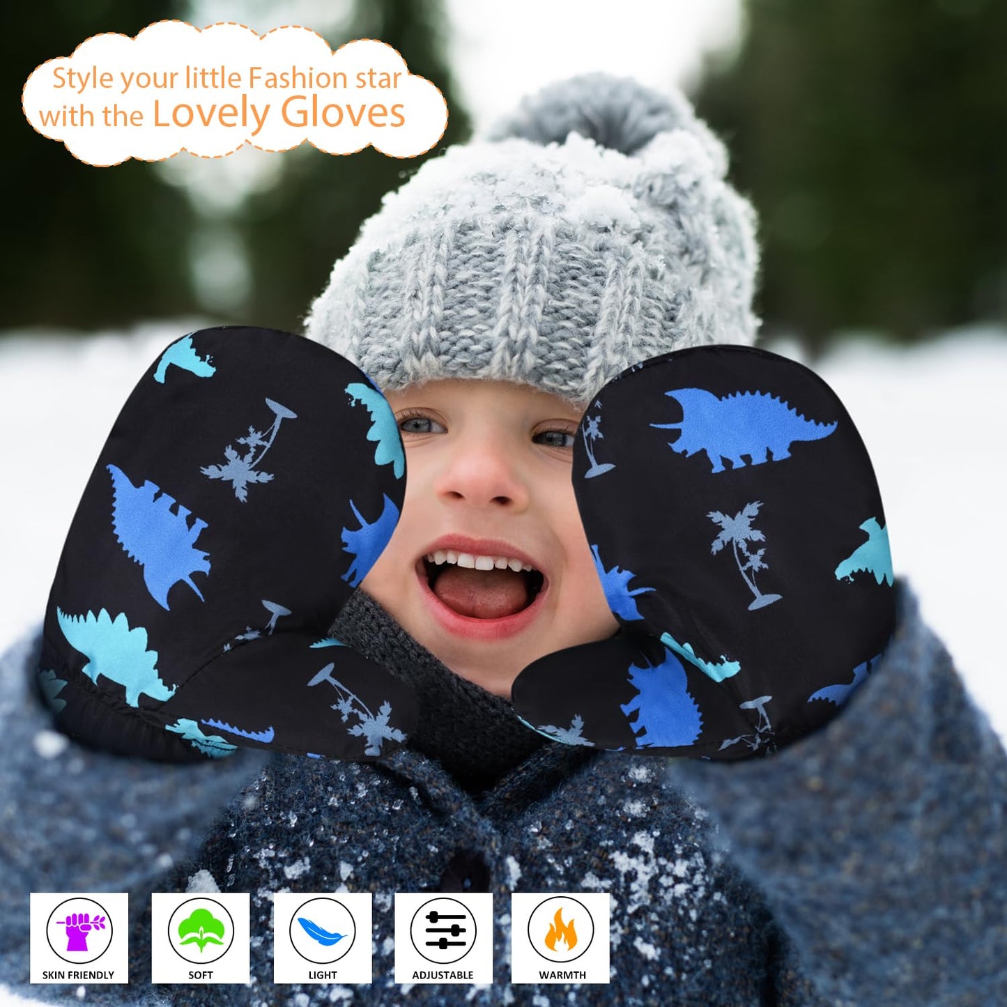 Weradau Fleece Lined Mittens for Baby Boys Girls,Baby Toddler Little Kids Winter Warm Gloves Mittens(6-24 months)