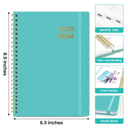 Academic Planner 2025-2026 For Women & Men, Monthly and Weekly Calendar Planner, Jul 2025 - Jun 2026, A5 (6.3" x 8.5"), Teacher Student Planning Book with Tabs, Ideal for Office School Supplies - Aquamarine