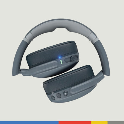 Skullcandy Crusher Evo Wireless Bluetooth Headphones with Multi-Sensory Bass and Charging Cable, Noise Isolating Over-Ear Fit, Up to 40 Hours Battery, Microphone for iPhone Android - Chill Grey