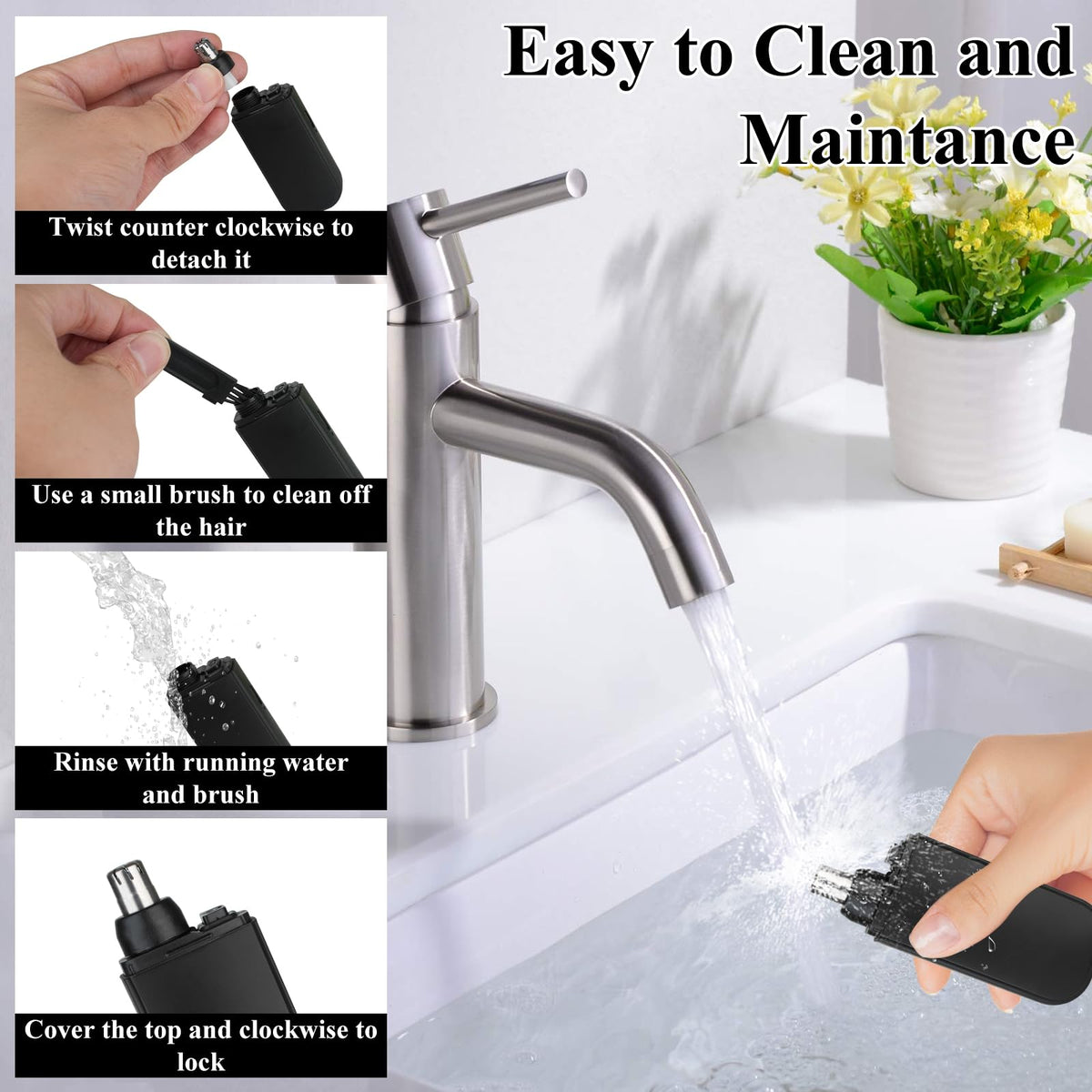 Yunmiss Portable Nose and Ear Trimmer Clipper for Men Women,2025 Professional LED Dsiplay Nose Hair Trimmer with Powerful Motor and Dual-Edge Blades for Smoother Cutting Mini Travel Size