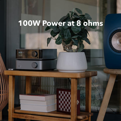 WiiM Vibelink Amp | 100W Power Amplifier with Premium ESS 9039Q2M DAC and TI TPA3255 | Compatible with WiiM Mini, Pro, Pro Plus, and Ultra | RCA, Coax, and Optical Inputs | Space Gray