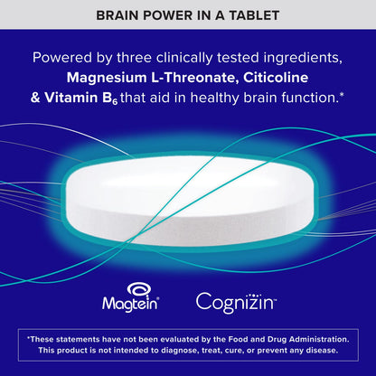 Qunol Brain Health Memory Plus with B6, Magnesium L-Threonate & Citicoline, Clinically Tested Ingredients to Improve Memory, Focus, Attention and Productivity, 90 Count