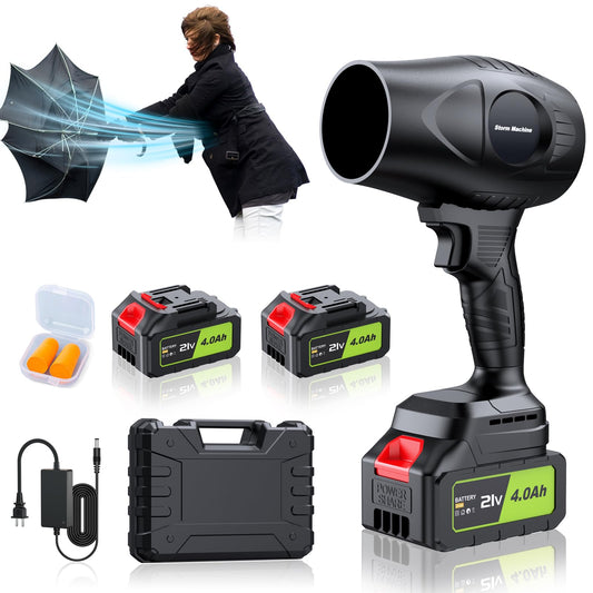 Electric-Cordless-Leaf-Blower - 600000RPM Handheld Leaf Blower - 2 X 4.0Ah Batteries and Charger Included, Lightweight Leaf Blowers for Patio Cleaning Deep Black