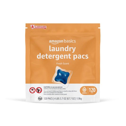 Amazon Basics Laundry Detergent Pacs, Fresh Scent, 120 Count (Previously Solimo)
