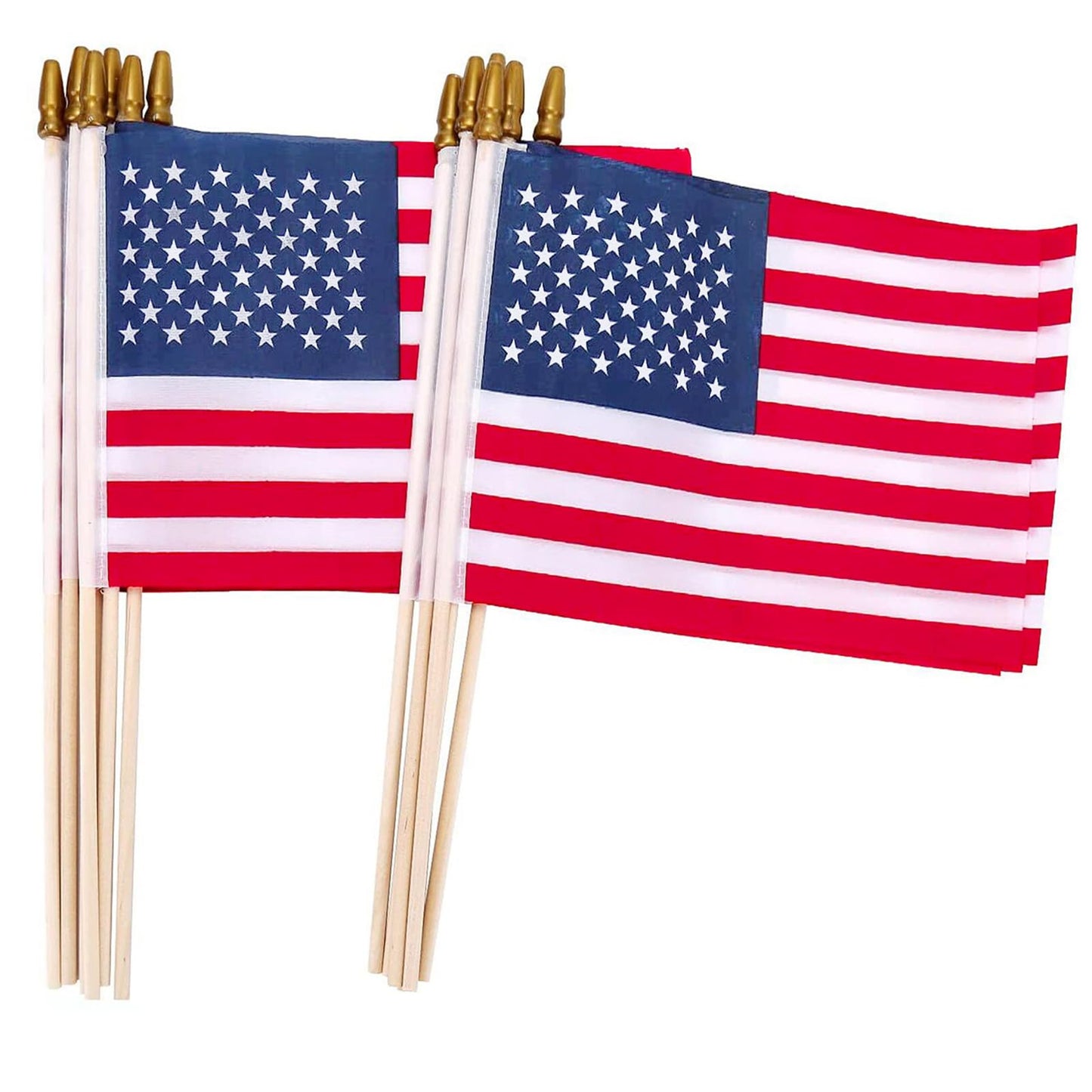 12 Pcs 8x12 Inch American Flags on Stick, Small USA Wood Stick Flags with Kid-Safe Spear Top, American Flags for Outside, Memorial Day Decorations, 4th of July Decorations, Veterans Day Decorations