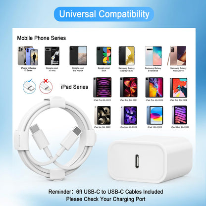 iPhone 17 16 15 Charger, USB C Charger, 4-Pack Fast Wall Charging, USB-C Chargers Block (4-Pack 6 ft Cable Included) for iPhone 17/16/15/15 Pro/15 Pro Max/iPad Pro/AirPods Samsung & More