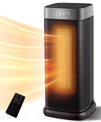 Sunnote Space Heater for Indoor Use, 1500W Electric & Portable Ceramic Heaters with 80°Oscillating, Thermostat, 5 Modes, 24Hrs Timer, Room Heater with Remote, Fast Heating Safe for Bedroom Room Use