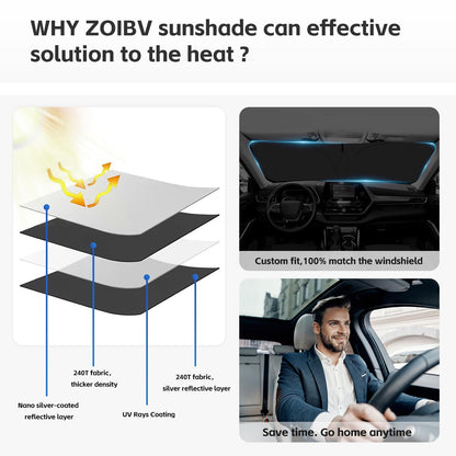 for Toyota Tacoma 2016-2023 2024 2025 Sun Shade Sunshade Windshield Cover - 4 Layers Front Window Shade Custom Fit Tacoma 2Dr 4Dr Pickup Sun Visor 240T Shade Blocks UV Rays Car Accessories