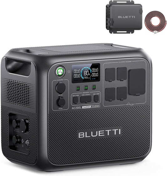 BLUETTI Solar Generator AC200L & Charger 1 (Ships Separately), 2048Wh LFP Backup, 560W DC-DC Alternator Charger, 3.6H Full Charge via Car, Perfect for Road Trips, RVs, Power Outages