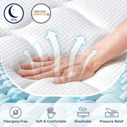 SIMARTH 14 Inch Queen Mattress, Upgrade Strengthen Queen Size Hybrid Mattresses in a Box, Gel Memory Foam Queen Mattress with Motion Isolation & Pressure Relief, Strong Edge Support, Medium Firm