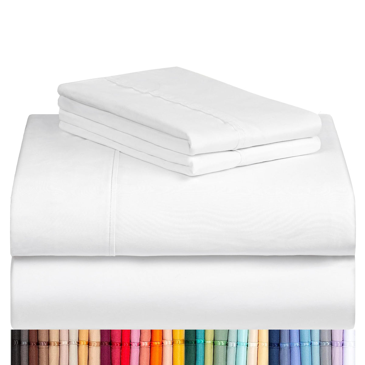LuxClub 4 PC Queen Sheet Set, Bed Sheets Queen Size, Deep Pockets 18" Wrinkle Free Cooling Bed Sheets Machine Washable Hotel Bedding Silky Soft - White Queen