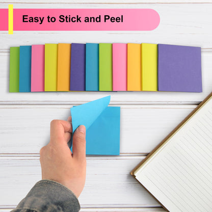 OHOME Sticky Notes - 12 Pads, 3”x3” - Colorful Self-Stick Post Notes Bulk - Office Desk Accessories | Teacher Classroom Must Haves,Aesthetic School Supplies for Home,Stocking Stuffers for Women