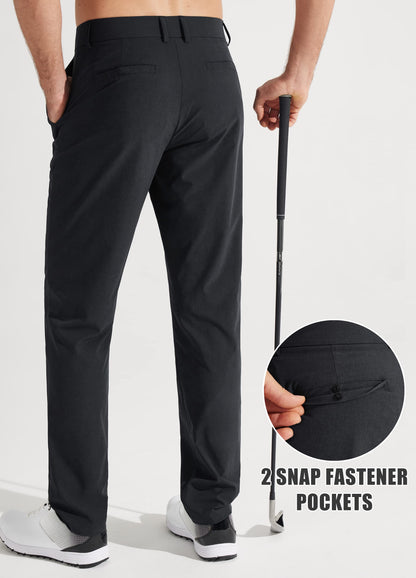 Libin Mens Golf Pants Stretch Work Dress Pants 30" Quick Dry Lightweight Business Casual Pant for Men Comfy, Black, 34W x 30L
