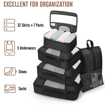 Veken 10 Set/8 Set Packing Cubes for Travel Essentials, Suitcase Organizer Bags in 4 Sizes, Carry-On Luggage Accessories with Laundry & Toiletry Bag, Airplane Must-Have, Road Trip & Camp Gifts for Men