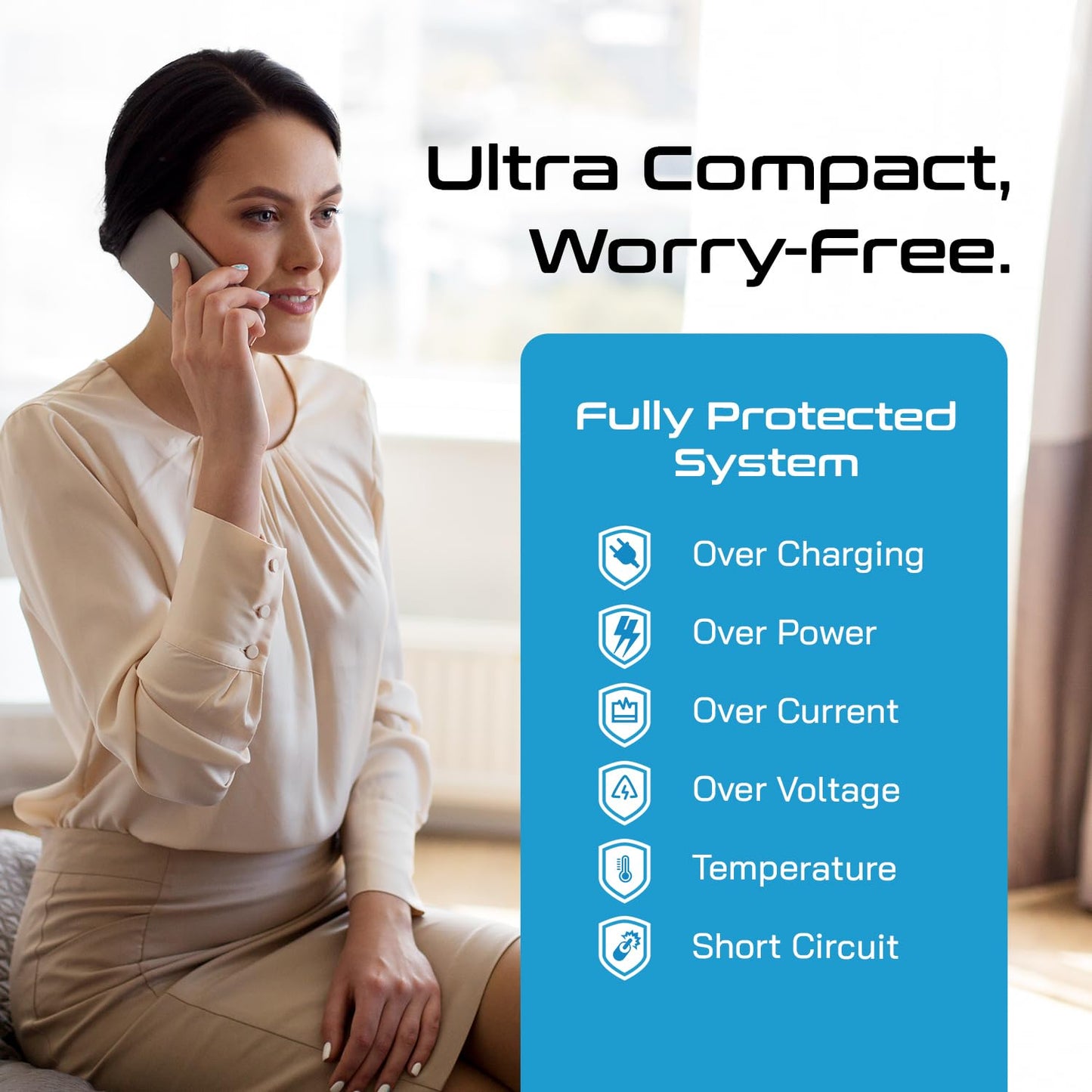 Ceptics Universal Travel Adapter Kit – 2 USA sockets, 2 USB-A (1x QC 3.0) and USB-C cable, Surge Protected, Plugs for EU, UK, China, AU, Japan - Use with Laptop, Phones, Cameras - ETL Tested