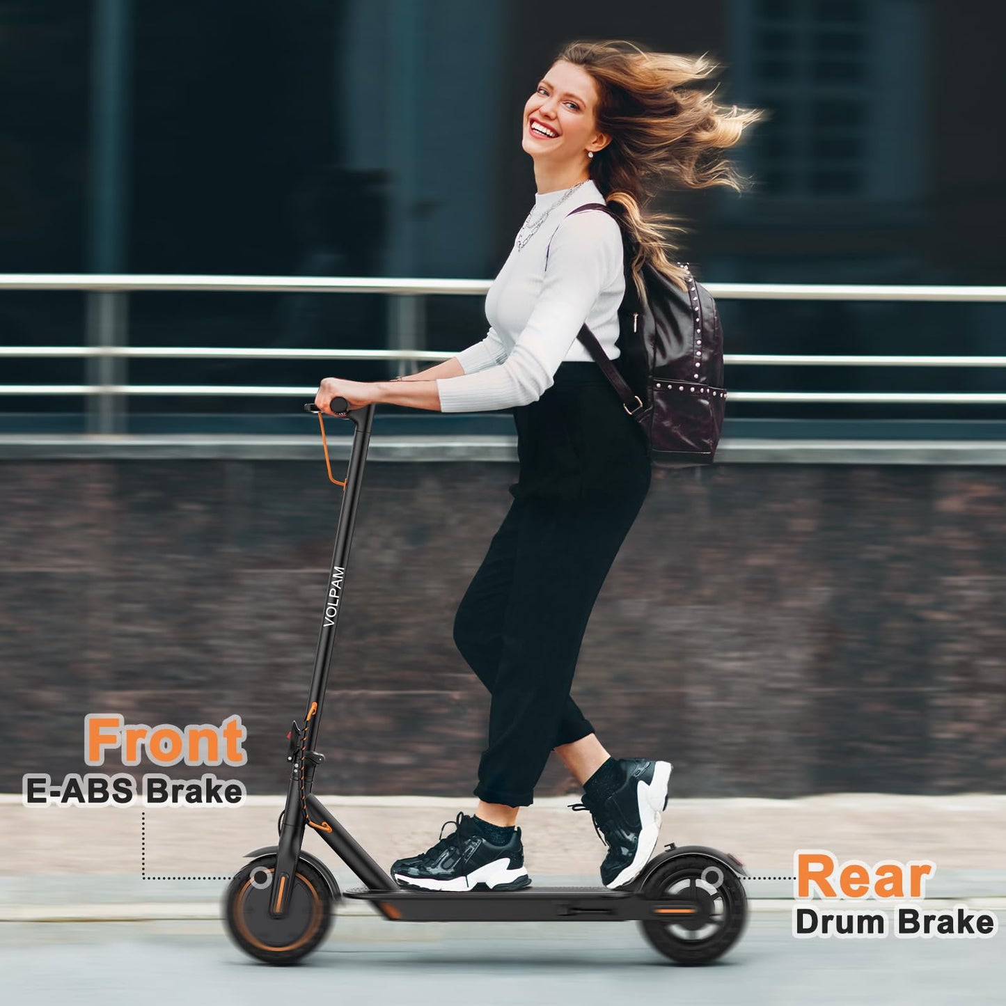 VOLPAM Electric Scooter, 350W/500W, 8.5"/10" Tires, 12/21/28 Miles Range, 16/19/22Mph, Folding E-Scooter with Dual Braking (8.5''-12Miles-350W)