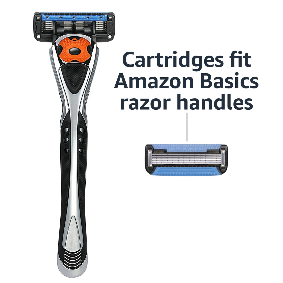 Amazon Basics 5-Blade MotionSphere Men's Razor with Dual Lubrication and Precision Trimmer, 17 Piece Set, 1 Handle & 16 Cartridges, Black