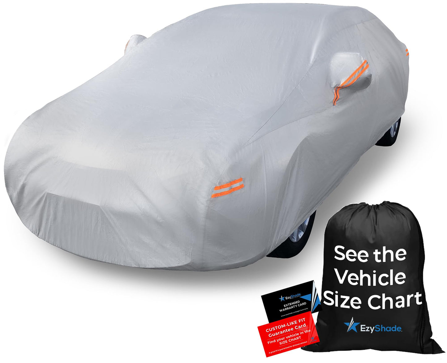 EzyShade 10-Layer Car Cover Waterproof All Weather. See Vehicle Size-Chart for Accurate Fit. Outdoor Full Exterior Covers for Automobiles Sedan Hatch SUV Rain Sun Protection. Size A2 (See SizeChart)
