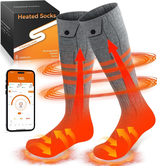 Heated Socks, APP Control Electric Heated Socks for Men Women, Rechargeable Battery Powered Warm Socks, Washable Thermal Socks Foot Warmer for Winter Hunting Skiing Hiking Camping