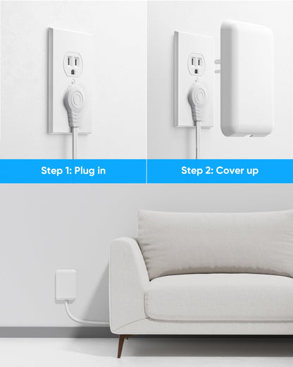 Olcorife Flat Extension Cord with Outlet Cover, Flat Plug Power Strip with 6 Outlets and 3 USB Ports, 2000 Joules Surge Protector, 5 FT Cord Hidden Outlet Extender for Tight Spaces, White
