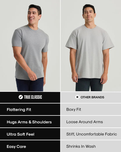 True Classic Mens T-Shirts - Short Sleeve Crew Neck Plain Novelty T Shirt for Men, Pack of 6, Variety, M