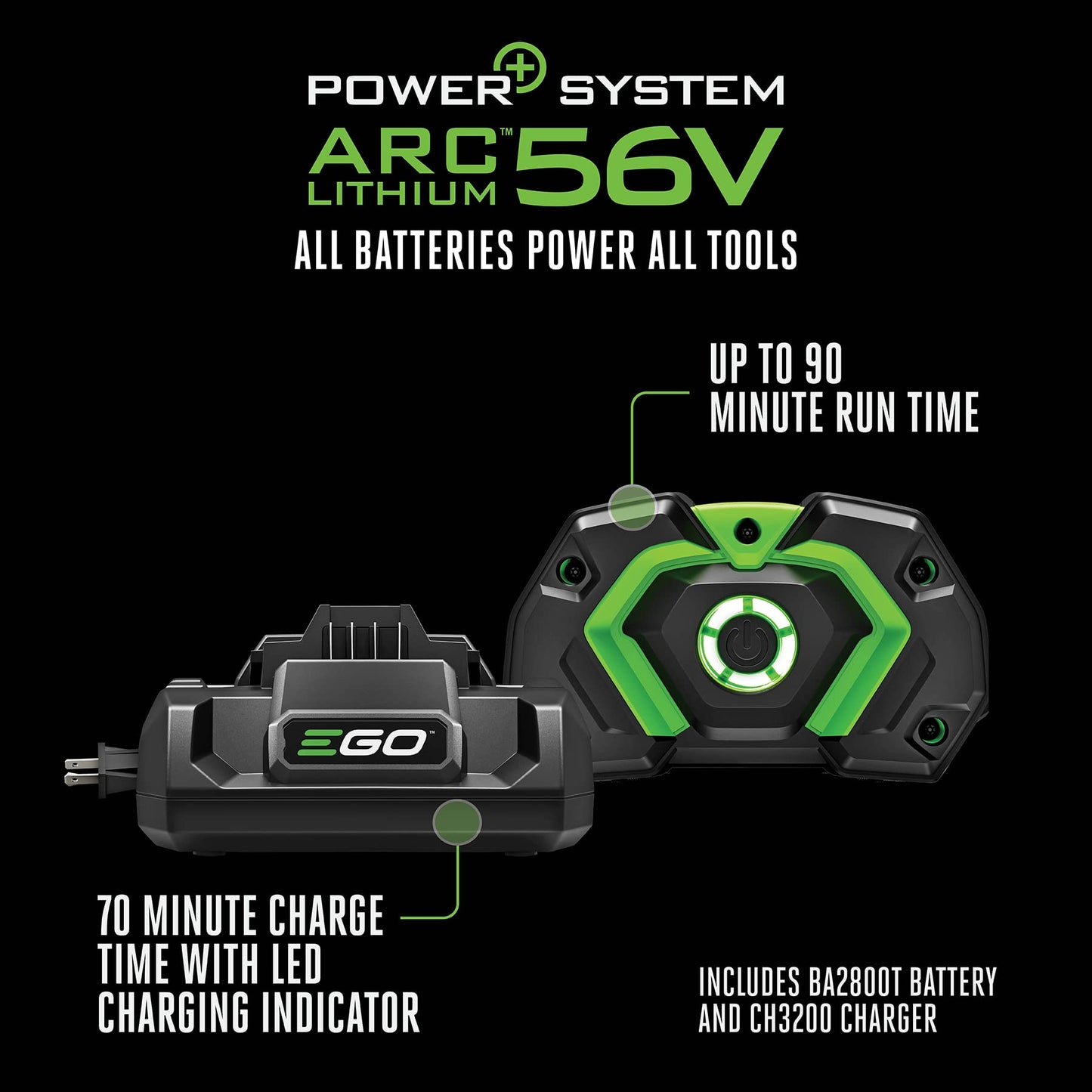 EGO POWER+ Leaf Blower, Cordless Electric 756 CFM, Includes 56V 5.0Ah Battery and Charger - LB7654