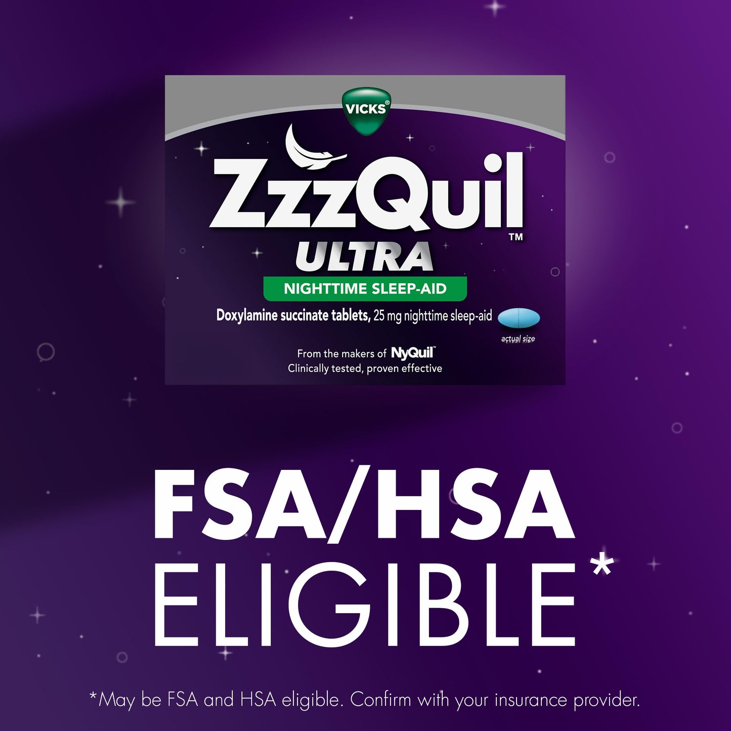 ZzzQuil ULTRA, Sleep Aid, Doxylamine Succinate 25mg, Sleep Aids for Adults, Nighttime Sleep Aid, 48 Tablets