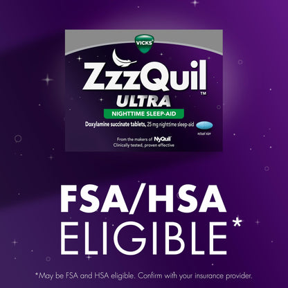 ZzzQuil ULTRA, Sleep Aid, Doxylamine Succinate 25mg, Sleep Aids for Adults, Nighttime Sleep Aid, 48 Tablets