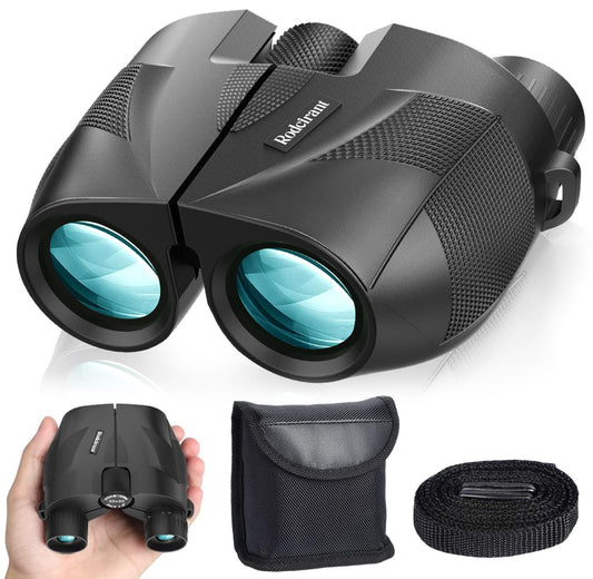 20x25 Compact Binoculars for Adults and Kids,High Powered Large Eyepiece Waterproof Binoculars for Hunters,Easy Focus Bird Watching for Outdoor Hiking Travel, Black
