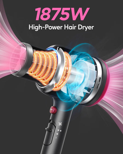 Wavytalk Professional Hair Dryer with Diffuser, 1875W Blow Dryer Ionic Hair Dryer for Women with Constant Temperature, Hair Dryer with Ceramic Technology Fasting Drying Light and Quiet, Black