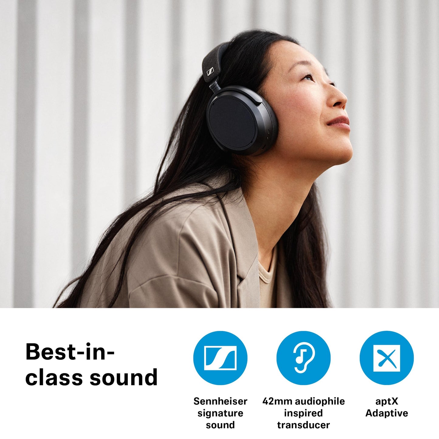 Sennheiser Consumer Audio Momentum 4 Wireless Headphones - Bluetooth Headset for Crystal-Clear Calls with Adaptive Noise Cancellation, 60h Battery Life, Customizable Sound, White (509267)