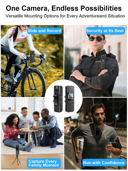 SPIKECAM Computer-Free Body Cameras with Audio and Video Recording, 6 Hrs 1080P Personal Small Bodycam with Photo, Night Vision, SOS Sound, Wearable Body Cam for Security, Running, Biking