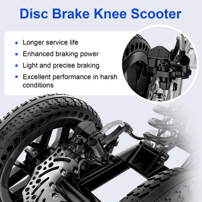 BlessReach 350 Lbs Capacity Foldable All Terrain Knee Scooter Walker - Economical Foot Injury Crutch Alternative - Black