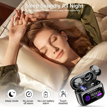 ZYHKON Sleep Earbuds Bluetooth 5.4 in Ear Touch Screen Sleep Headphones, Small Design Mini Sleep Earbuds for Side Sleepers with Sleep Mode, 48H Playtime Sleep Earphones Clear Calls, 5 EQ Modes, Black