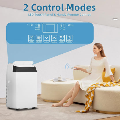 14000 BTU Portable Air Conditioners, Portable AC Unit 3-In-1 with Fan, Dehumidifier, Cools Up To 750 Sq.Ft. Room Air Conditioner, Remote Comtrol, Low Noise, 24 Hours Timer, White Top