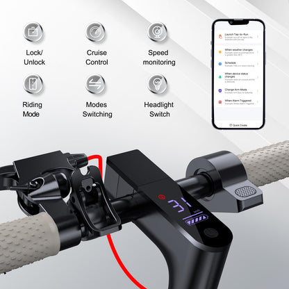 Roinside Electric Scooter Adults - 8.5" Solid Tires/350W Motor, 19 MPH Digital Display, Up to 21 Miles Long-Range Commuting Folding E-Scooter with Dual Braking System and App Control