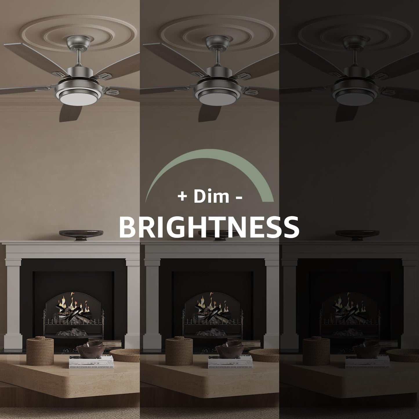 52 Inch Nickel Ceiling Fans with Lights and Remote Control for Bedroom, Modern Ceiling Fan with Quiet Reversible DC Motor, 3CCT, Dimmable, LED for Living Room, Patio, Indoor and Outdoor