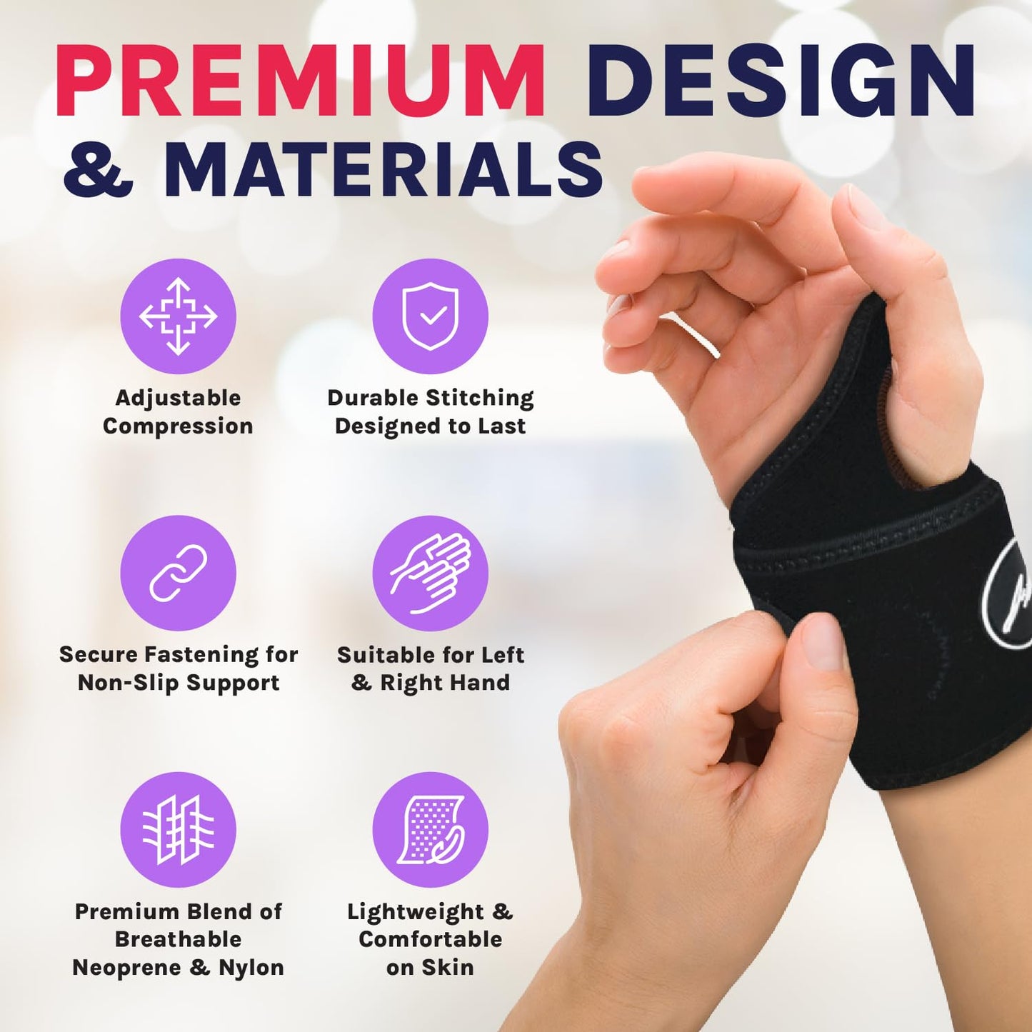 Doctor Developed Wrist Brace, Wrist Wraps for Carpal Tunnel Arthritis, Tendonitis, Hand Support, Ideal for Fitness, Weightlifting - Handbook Included (Wrist Brace 1 Pack)