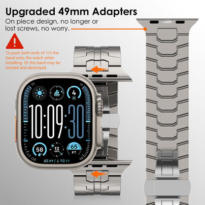 KADES Stainless Steel Link Bracelet for Apple Watch Band Ultra 3/2/1 49mm Series 11/10 46mm 9/8/7 45mm 6/5/4 44mm, 24mm WideHeavy Duty Metal Strap for Men, 24mm Wide Titanium