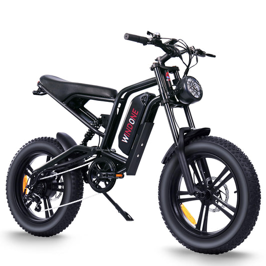 Windone E2 Electric Bike for Adults, Full Suspension, 48V13Ah Removable Battery, Up to 28MPH & 46.6 Miles (PAS), 750W Ebike with All-Terrain 4.0" Fat Tires, Cruise Control, UL Certified, Moped E-Bike
